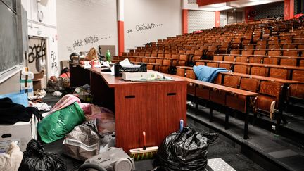 Un amphithéâtre du site parisien de Tolbiac, le 20 avril 2018.&nbsp; (CHRISTOPHE SIMON / AFP)