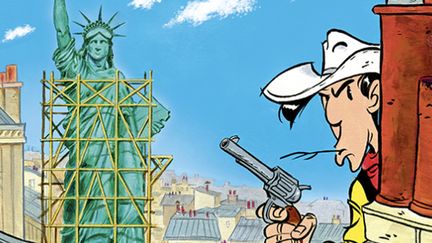 Lucky Luke extrait de la couverture de "Un cowboy à Paris".
 (Dargaud )