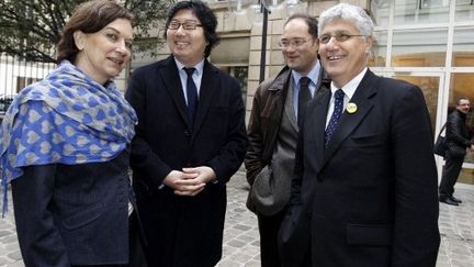 Laurence Rossignol et Philippe Martin au siège du PS en novembre 2011. (THOMAS SAMSON / AFP)