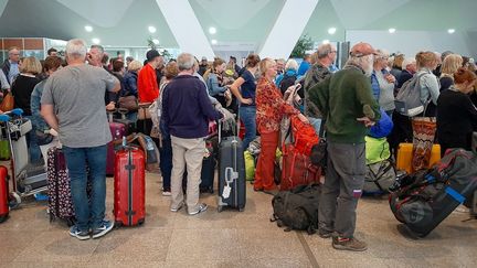 A l'aéroport de Marrakech (Maroc), le 15 mars 2020.&nbsp; (- / AFP)