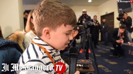 Michael Suzhkyn, 11 ans, journaliste en herbe, à Rome, le 20 février 2018. (IL MESSAGERO TV)