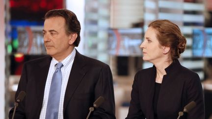 Jean-Fran&ccedil;ois Legaret et Nathalie Kosciusko-Morizet, le 14 mai 2013 sur le plateau de LCI. (KENZO TRIBOUILLARD / AFP)