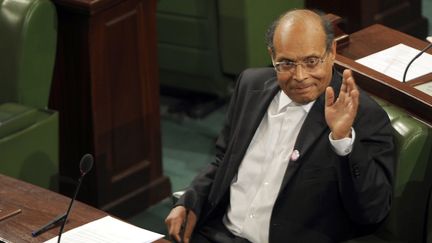 Le nouveau pr&eacute;sident tunisien le 12 d&eacute;cembre 2011 &agrave; l'Assembl&eacute;e constituante, &agrave; Tunis (Tunisie). (FETHI BELAID / AFP)