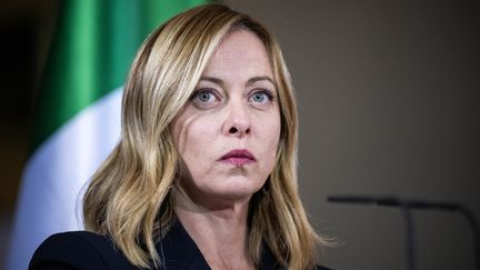 Giorgia Meloni, la Première ministre italienne, lors d'un déplacement à Berlin, le 23 novembre 2023 en Allemagne. (HANNES P ALBERT / DPA / MAXPPP)