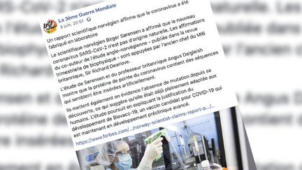 Capture écran d'un post Facebook qui affirme que le covid-19 serait créé artificiellement.&nbsp; (CAPTURE ECRAN FACEBOOK)