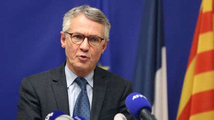 Jean-François Ricard, procureur du parquet national antiterroriste, lors d'une conférence de presse, le 29 octobre 2020, à Nice (Alpes-Maritimes). (VALERY HACHE / AFP)