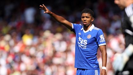 Wesley Fofana sous les couleurs de Leicester lors d'une rencontre de Premier League, le 13 août 2022. (ADRIAN DENNIS / AFP)