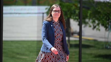 La Première ministre islandaise, Katrin Jakobsdottir, à Bulboaca (Moldavie), le 1er juin 2023. (DANIEL MIHAILESCU / AFP)