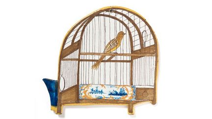 Plaque murale en forme de cage à oiseaux, Delft, vers 1780
 (Musée des Arts Décoratifs)