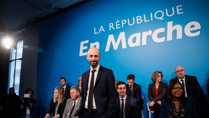 Une&nbsp;conférence de presse de rentrée de la République en marche le 24 janvier 2019. Stanislas Guerini, le délégué général du parti.&nbsp; (THOMAS PADILLA / MAXPPP)