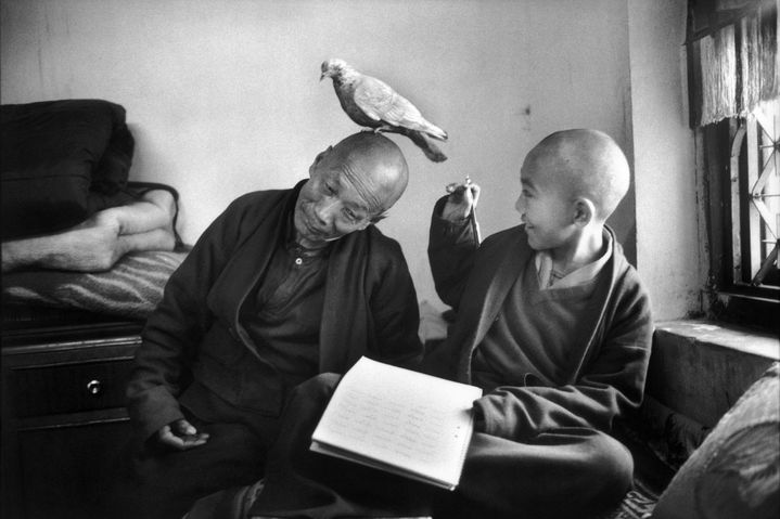 Martine Franck, "Tulku Khentrul Lodro Rabsel, 12 ans, avec son tuteur, Lhagyel, monastère Shechen, Bodnath, Népal", 1966
 (Martine Franck / Magnum Photos)