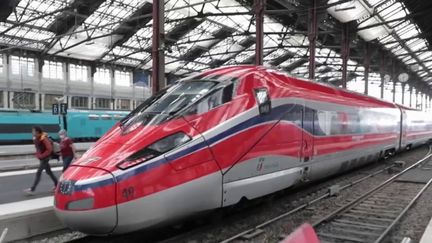 Depuis six mois, des trains étrangers peuvent concurrencer la SNCF sur le réseau français. Mais, pour le moment, seule la compagnie italienne Trenitalia effectue des liaisons. (franceinfo)