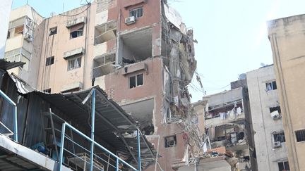 View of a building partially destroyed by the Israeli army in Beirut, Lebanon, on July 31, 2024. Hezbollah's military leader was inside at the time of the strike. (HOUSSAM SHBARO / ANADOLU / AFP)