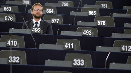 Le d&eacute;put&eacute; europ&eacute;en J&eacute;r&ocirc;me Lavrilleux, avant la session d'ouverture du Parlement europ&eacute;en, le 1er juillet 2014, &agrave; Strasbourg (Bas-Rhin). (PATRICK HERTZOG / AFP)