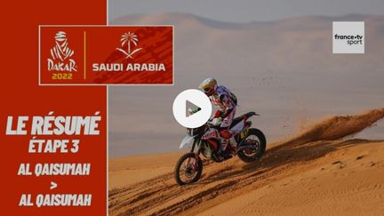 Le résumé vidéo de la troisième étape du Dakar, dans la catégorie Moto. (FRANCEINFO: SPORT)