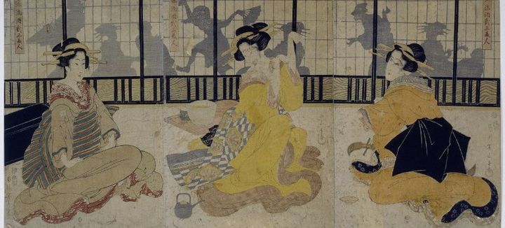 Trois courtisannes de l'époque Edo (1600-1868) dans une maison de thé (ochaya)
 (Leemage)