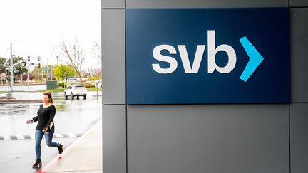 Agence&nbsp;Silicon Valley Bank&nbsp; à Santa Clara (Etats-Unis). (NOAH BERGER / AFP)