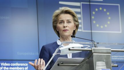 Ursula von der Leyen, la présidente de la Commission européenne, le 19 juin 2020. (OLIVIER HOSLET / EPA)