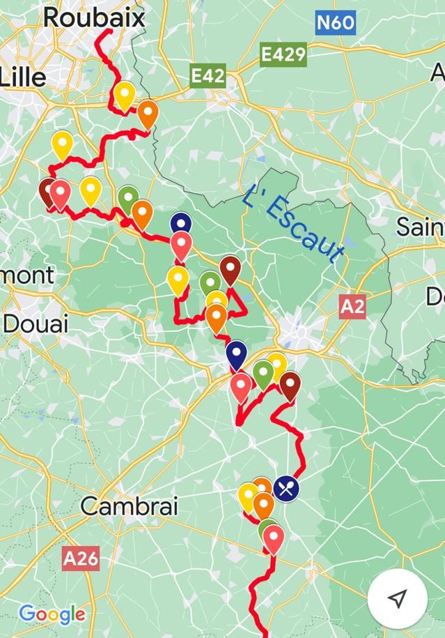 La répartition des véhicules d'assistance de l'équipe TotalEnergies lors de Paris-Roubaix, dimanche 9 avril 2023. (DR)