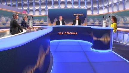 Les informés débattent de l'actualité sur franceinfo, le 21 octobre 2024, autour de Paul Barcelonne et de Victor Matet. (FRANCEINFO / RADIO FRANCE)