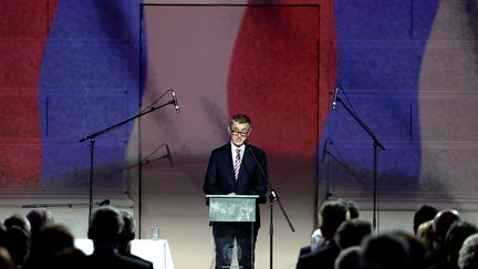 Andrej Babis s'exprime lors du trentième anniversaire de la Révolution de velours, le 17 novembre 2019, à Prague (République tchèque). (DAVID W CERNY / REUTERS)