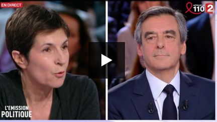 La romancière Christine  Angot  et François Fillon, 23 mars 2017
 (Capture d&#039;écran)