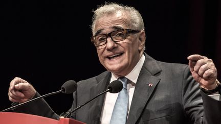 Martin Scorsese fait un discours en recevant le Prix Lumière à Lyon, le 16 octobre 2015.
 (Jean-Philippe Ksiazek / AFP)