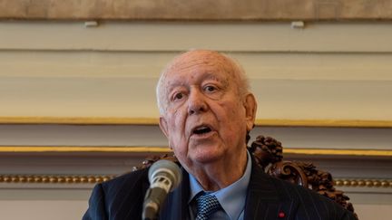 Le maire de Marseille Jean-Claude Gaudin lors de ses vœux pour la nouvelle année, le 19 janvier 2019 à l'hôtel de ville. (CHRISTOPHE SIMON / AFP)