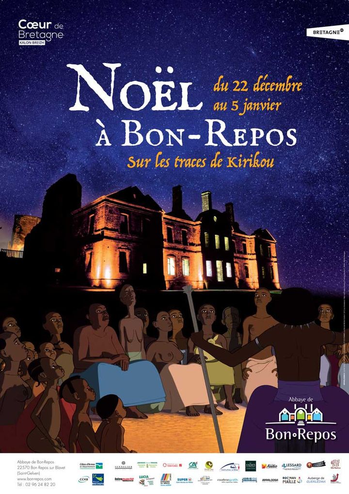 Affiche de l'exposition "Noël à Bon-repos, sur les traces de Kirikou" (Abbaye de Bon-repos)