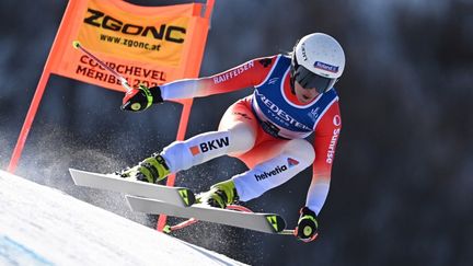 La Suissesse Jasmine Flury lors de la descente des championnats du monde 2023, à Méribel, le 11 février. (FABRICE COFFRINI / AFP)