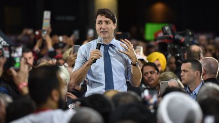 Justin Trudeau, Premier ministre sortant canadien, à Vancouver (Canada), le 20 octobre 2019. (DON MACKINNON / AFP)