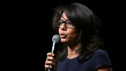 L'adjointe à la mairie de Paris, Audrey Pulvar, lors d'un meeting de campagane pour les municipales, à Paris, le 26 février 2020. (MICHEL STOUPAK / NURPHOTO / AFP)