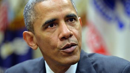 Le pr&eacute;sident am&eacute;ricain, Barack Obama, rencontre des entrepreneurs, &agrave; la Maison Blanche, &agrave; Washington (Etats-Unis), le 11 octobre 2013. (JEWEL SAMAD / AFP)