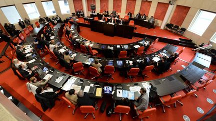 L'h&eacute;micycle du conseil d&eacute;partemental de Vend&eacute;e, &agrave; La Roche-sur-Yon, le 2 avril 2015. (MAXPPP)