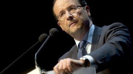 François Hollande, lors de son meetinf au Bourget, le 22 janvier 2012. (AFP - Fred Dufour)