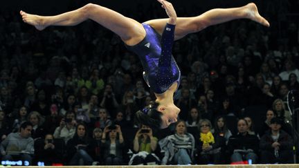 L'Am&eacute;ricaine Jordyn Wieber &agrave; la poutre lors de l'AT&amp;T American Cup au Madison Square Garden &agrave; New York, le 3 mars 2012. (TIMOTHY A. CLARY / AFP)