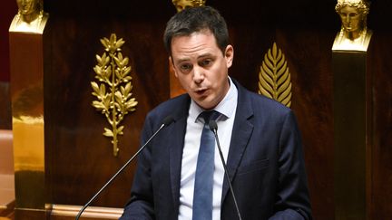 Le député du Rassemblement national du Gard, Yoann Gillet, à l'assemblée nationale, le 20 octobre 2023. (MAGALI COHEN / HANS LUCAS)