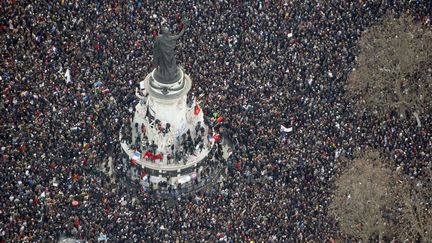 Place de la R&eacute;publique, &agrave; Paris, le 11 janvier 2015. (KENZO TRIBOUILLARD / AFP)