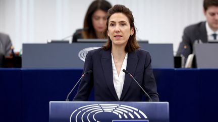 Valérie Hayer, tête de liste Renaissance pour les élections européennes 2024. (FREDERICK FLORIN / AFP)