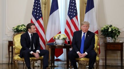 Emmanuel Macron et Donald Trump, le 3 décembre 2019 à Londres.&nbsp; (LUDOVIC MARIN / AFP)