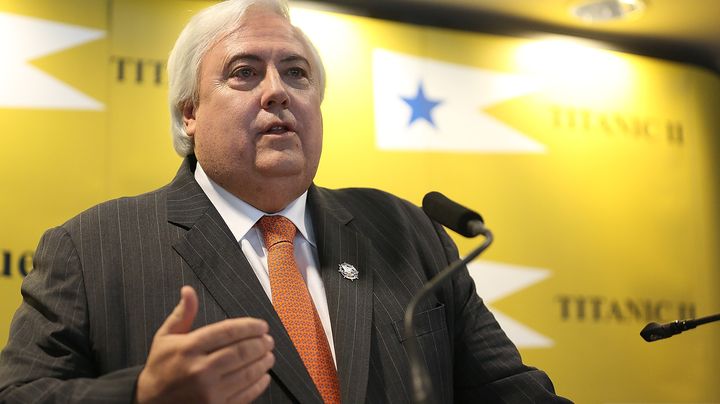 Le magnat australien Clive Palmer, le&nbsp;26 f&eacute;vrier 2013 &agrave; New York (Etats-Unis), lors de la pr&eacute;sentation du "Titanic II". (MARIO TAMA / GETTY IMAGES NORTH AMERICA / AFP)