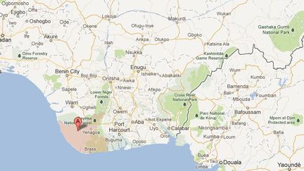 L'Etat de Bayelsa, dans le sud du Nigeria, o&ugrave; six &eacute;trangers ont &eacute;t&eacute; enlev&eacute;s le 17 f&eacute;vrier 2013. (GOOGLE MAPS / FRANCETV INFO)