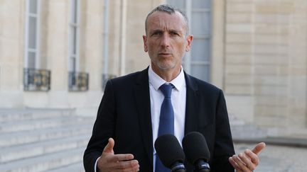 Emmanuel Faber, patron de Danone à l'Elysée, le 23 août 2019. Photo d'illustration. (GEOFFROY VAN DER HASSELT / AFP)