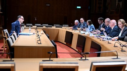 L'ancien ministre du Budget Thomas Cazenave auditionné au Sénat, le 7 novembre 2024. (BERTRAND GUAY / AFP)