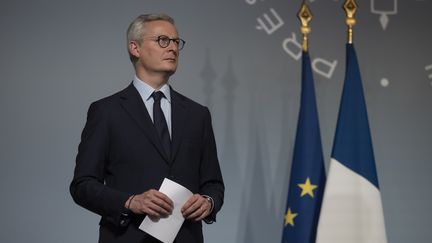 Le ministre de l'Economie Bruno Le Maire lors d'un point presse à l'Elysée après le Conseil des ministres, le 8 avril 2020. (MAXPPP)