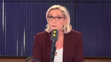 La présidente du Rassemblement national, invitée du "8h30 Fauvelle-Dély", mercredi 6 février 2019.&nbsp; (FRANCEINFO / RADIOFRANCE)