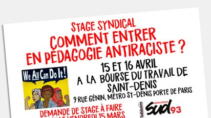 Stage syndical proposé par Sud Education 93. (CAPTURE D'ÉCRAN)