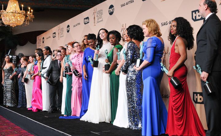 Le cast de "Orange is the New Black" symbolisant plus que tout autre la diversité à cette cérémonie.
 (SIPANY/SIPA)