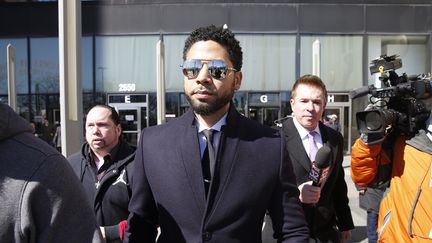 L'acteur américain Jussie Smollett après une audience au tribunal de Chicago (Etats-Unis), le 26 mars 2019. (NUCCIO DINUZZO / GETTY IMAGES NORTH AMERICA / AFP)