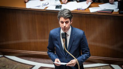 Prime Minister Gabriel Attal, at the National Assembly, in Paris, March 26, 2024. (XOSE BOUZAS / HANS LUCAS / AFP)